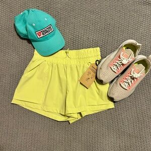 Pale Lime Green Athletic Shorts